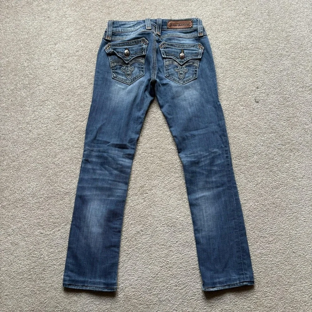 Rock Revival Jeans Womens 27 Blue Debbie‎ Straight Denim Embellished Pockets Y2K